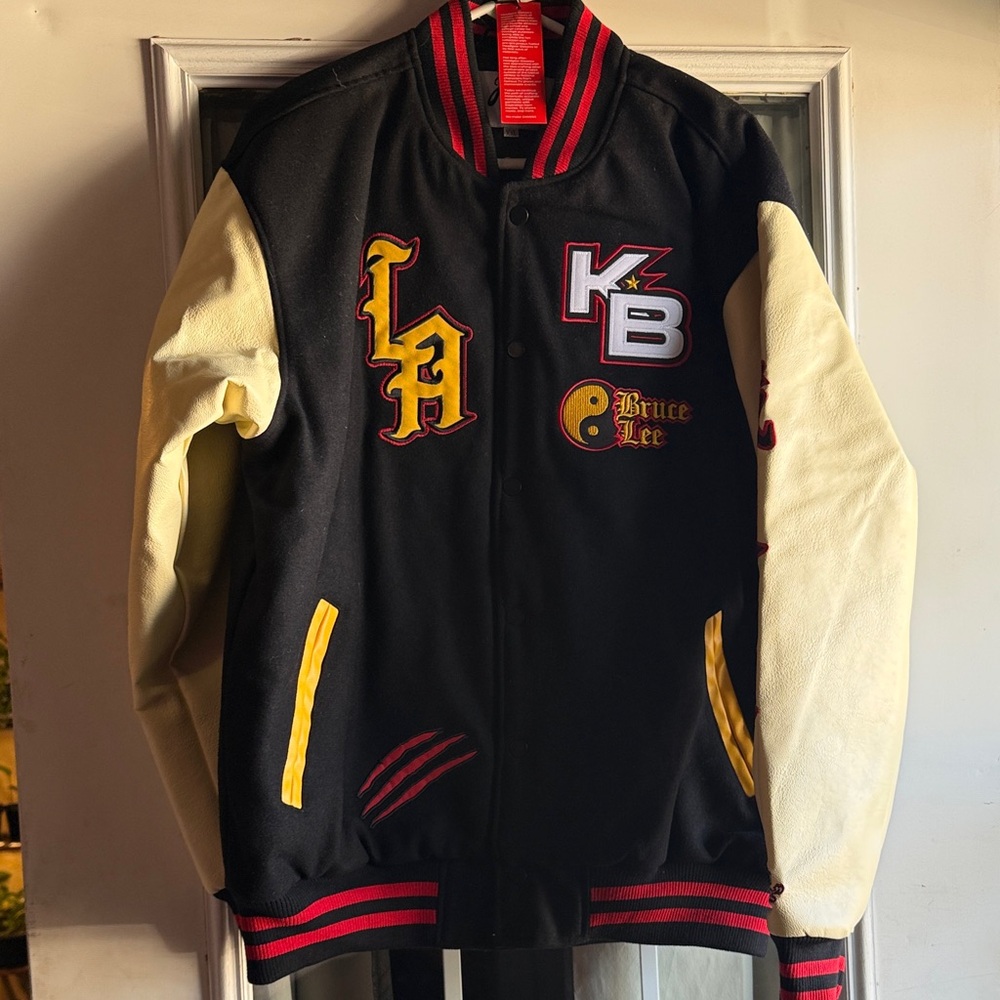 Bruce Lee Black and Yellow Varsity Jacket